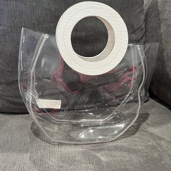 Leather Trim PVC Handle Bag - Picture 1 of 5